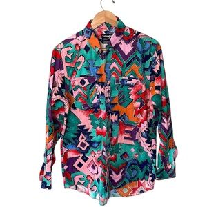 Wrangler x Vintage Retro Cowboy Fit Colorful Turquoise Aztec XL Tails